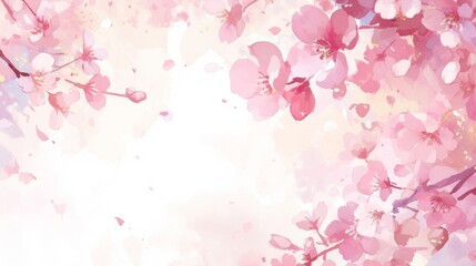 Fototapeta premium Watercolor painted floral boarder frame copy space background