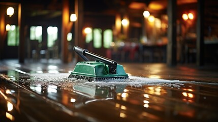 cleaning the floor and cleanser foam to prevent virus