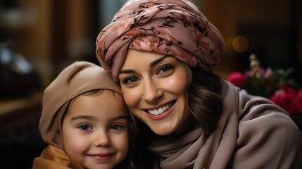 Family Mother And Little Daughter Baking In Together In Kitchen