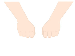 Hands on a white background.