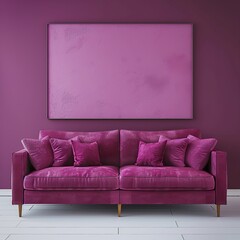 purple color sofa with wall UHD Wallpapar