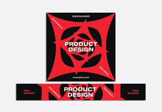 Set of Web Banners Design Layout in Abstract Geometric Style