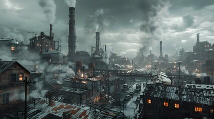 Dramatic Industrial Landscape Powerful Moody D Scene Evoking the Era of Revolution