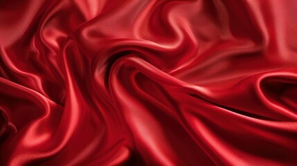 Fototapeta premium Elegant red satin fabric with beautiful folds for fashion and beauty design concept