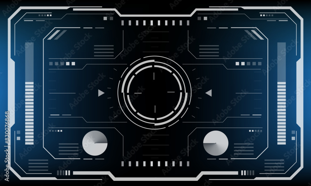 Poster hud sci-fi interface screen white view on blue design virtual reality futuristic technology display 
