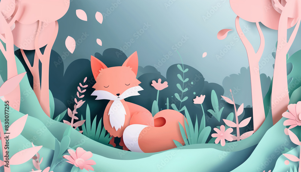 Poster Cute Design In Paper Cut Style Background: A Charming And Intricate Paper Cut Style Design Perfect For Adding A Touch Of Whimsy To Any Project.