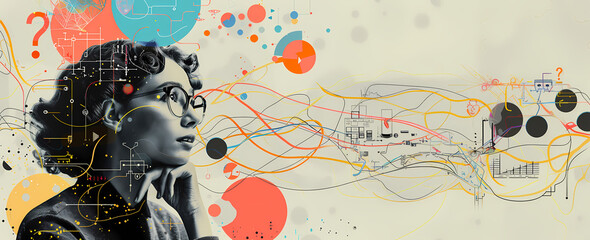 A Digital Collage of Various Icons Representing AI - Futuristic Technology Concept