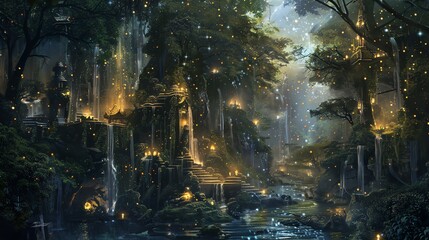 Fototapeta premium Fantasy island with pirate ships and mystical aura