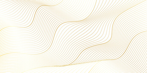 Abstract golden linear background with flowing particles. Digital future technology concept. Abstract gold paper wave background and abstract gradient and gold wave curve lines.	