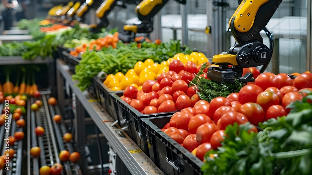 Aufkleber automated food processing: high-tech robotic arms streamline fresh produce sorting