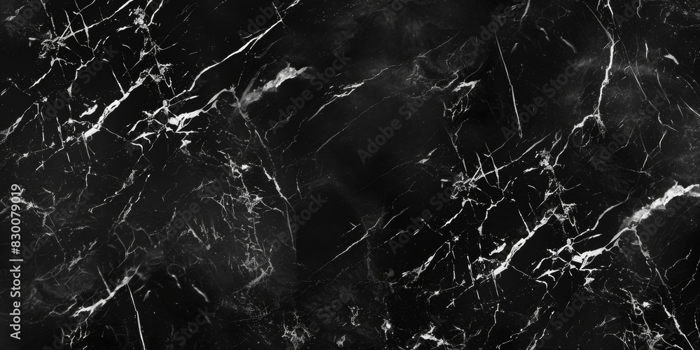 Wall mural Dark Marble Black marble with subtle white veining, ai generated