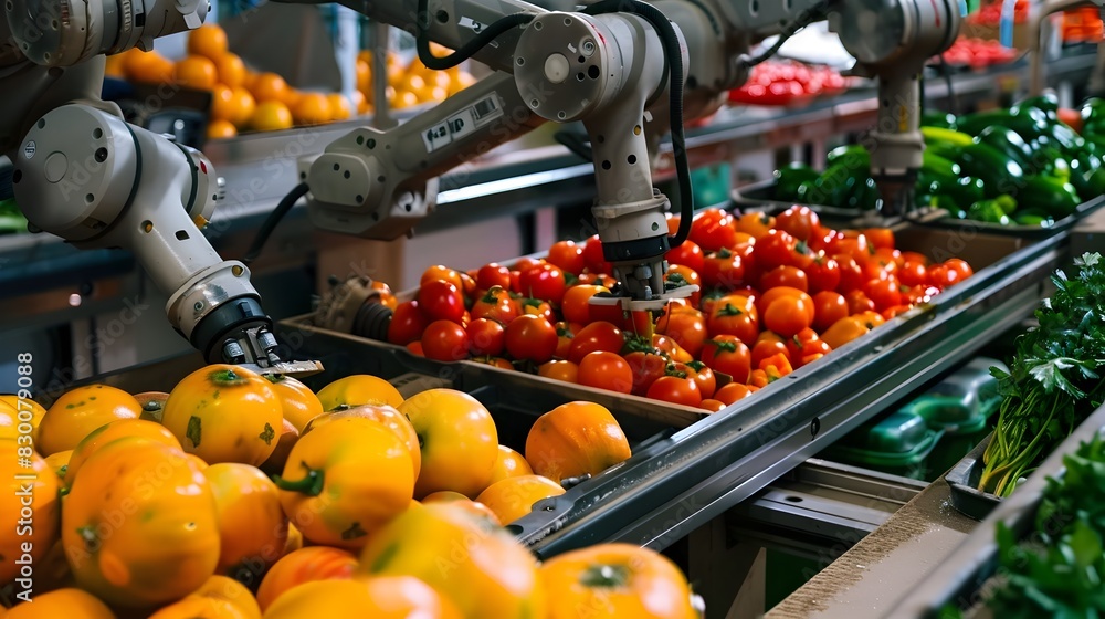 Aufkleber automated food processing: high-tech robotic arms streamline fresh produce sorting