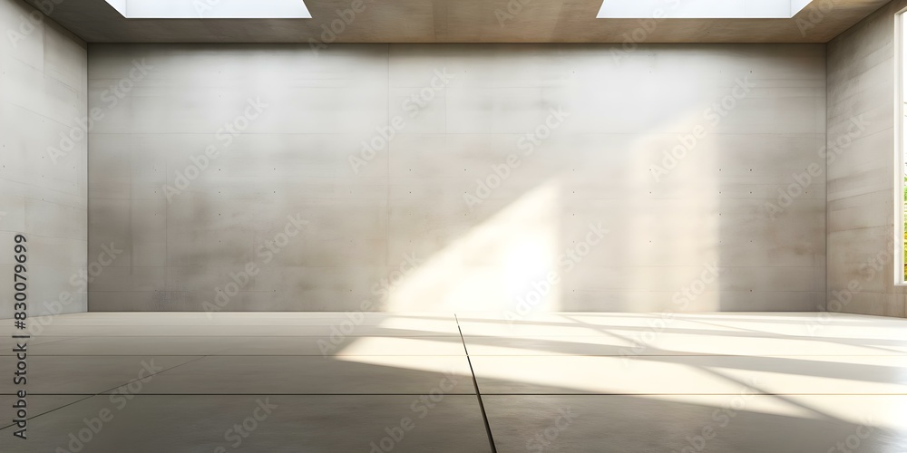 Poster 3d rendering of empty room with white walls and concrete floor. concept 3d rendering, empty room, wh