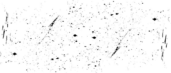 Black and white texture composed of irregular graphic elements. Distressed uneven grunge background. Abstract vector illustration. Overlay for interesting effect. Isolated on white background.