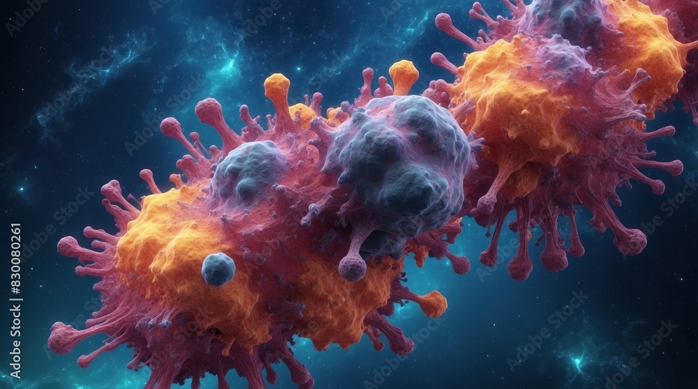 Sticker abstract microbe 3d nebula background