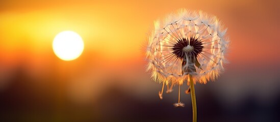 water drop on dandelion seed in nature macro Soft selective focus