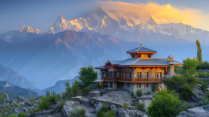 mesmerizing image of Hunza Eagle's Nest panoramic view of Hunza Valley surrounding peak of Karakoram Range GilgitBaltistan Perched high above valley viewpoint offer bird'seye perspective of one of Pak