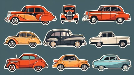 variation of retro stickers vector
