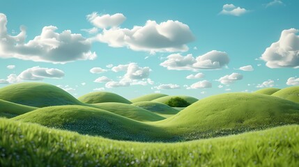 Obraz premium green hills with a blue sky poster background