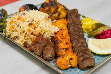 grilled meat with rice