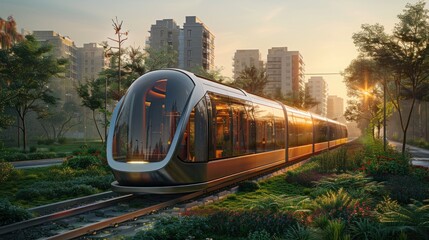 Hyper-detailed view of solar-powered public transportation