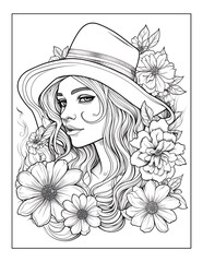 Cow Girl Adult Coloring Pages