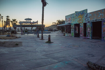 Abandoned amusement park in California near Mojave Desert 