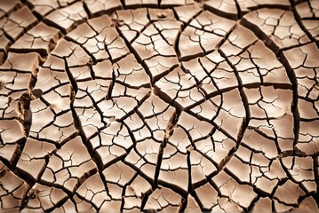 Texture of the earth cracked due to drought. Heat waves causes soil dried. Dryland farming. World Day to Combat Desertification and Drought. Natural disaster, cataclysm, climate change concept. 