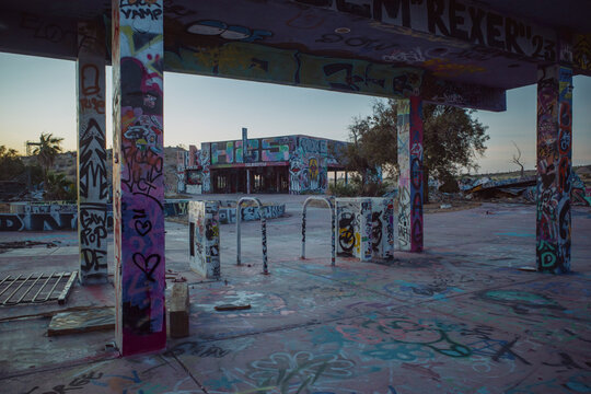 Abandoned amusement park in California near Mojave Desert 