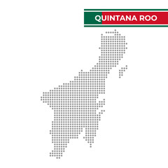 Obraz premium Dotted map of the State of Quintana Roo in Mexico