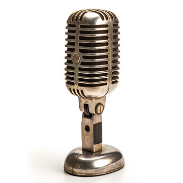 Vintage Classic Microphone on a White Background