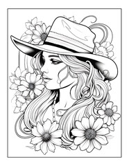 Cow Girl Adult Coloring Pages