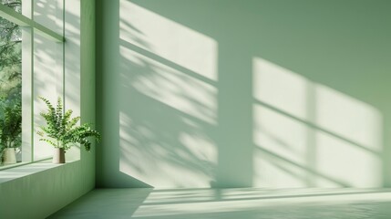 Fototapeta premium Minimal abstract light gray background for product presentation. Windows on the white wall cast soft shadows and light. , art, art, 4k HD wallpaper, background, generated by AI