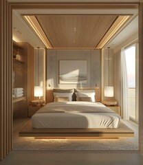 Bedroom on a luxury yacht