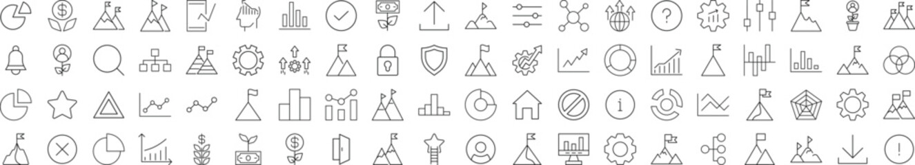 Signs of Banking, Business, Management for Shops and Stores. Suitable for books, stores, shops. Editable stroke in minimalistic outline style. Symbol for design