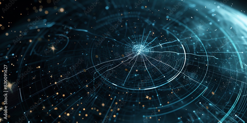 Poster digital system projections background with futuristic patterns