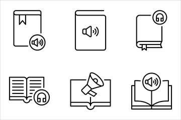 Audio book icon set. Digital book icon set, vector illustration on white background