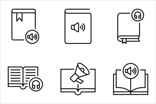 Audio book icon set. Digital book icon set, vector illustration on white background