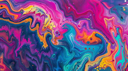 ai generative background illustration of a fluid acrylic pour ink pattern in purple, pink and blue colors