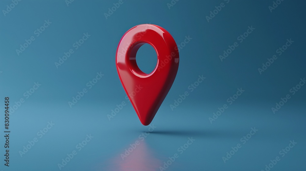 Poster 3d red location pin on a blue background. modern and simple design concept. suitable for navigation,