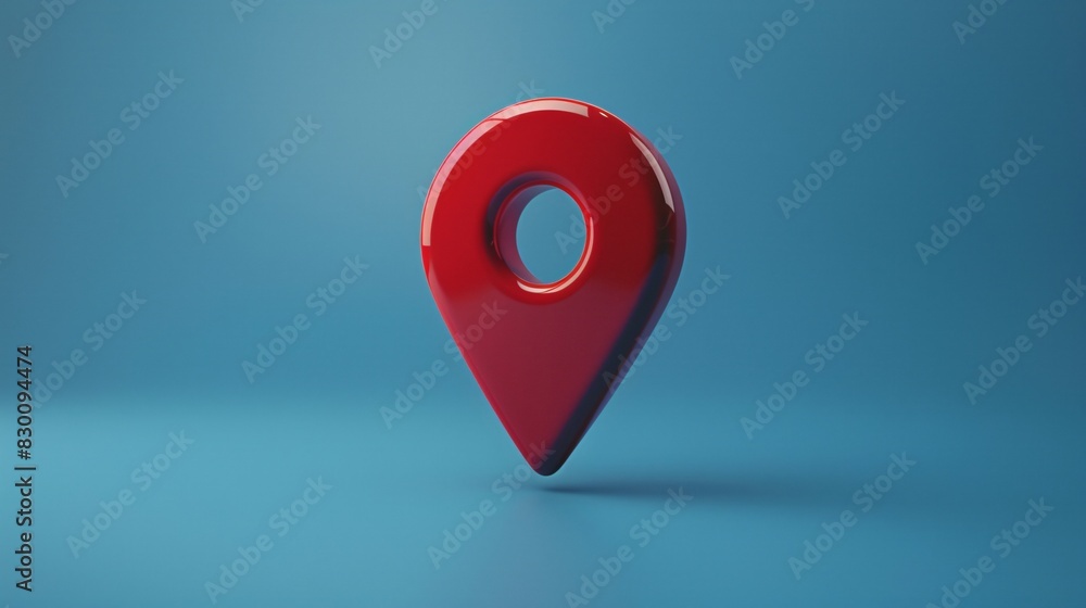 Poster 3d red location pin on a blue background, representing navigation and gps services. ideal for techno