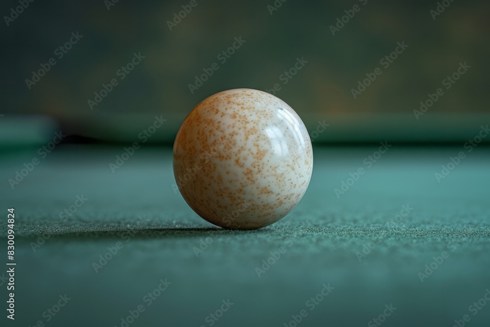 Poster artistic depiction of a thin line approaching a billiard ball from the side, emphasizing the lateral