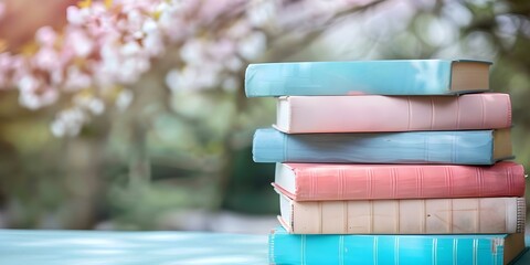 Celebrating World Book Day and International Literacy Day with a Colorful Stack of Hardcover Books. Concept Book photography session, World Book Day celebration, International Literacy Day