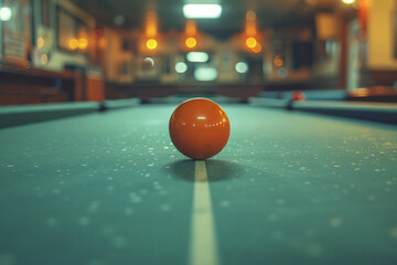 Artistic depiction of a thin line approaching a billiard ball from the side, emphasizing the lateral movement,