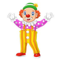 Cartoon happy clown on white background