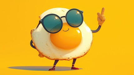 Quirky cartoon character with a fried egg design