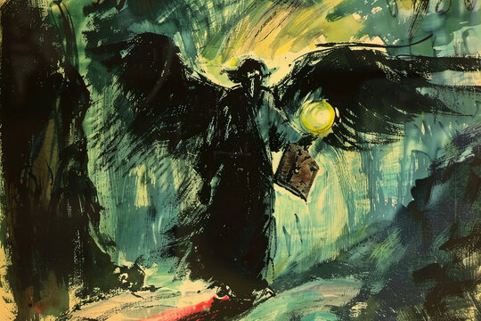 Fantasy Aarakocra Sorcerer with Magical Orb in Oil Paint Style Gen AI