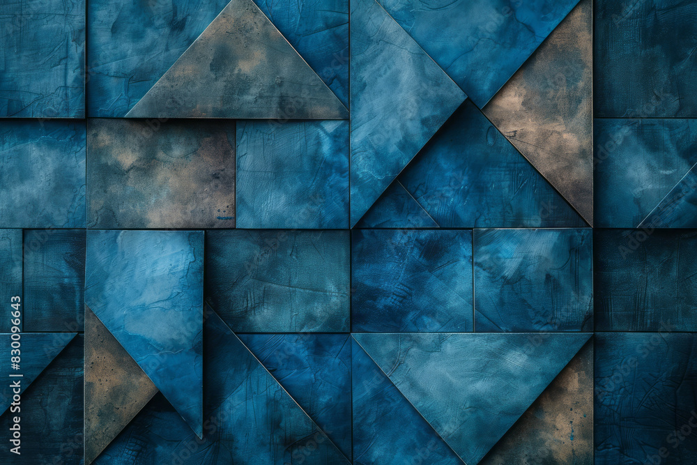 Poster Artistic rendering of a blue rectangle with triangular pockets at the corners and side midpoints, using bold black outlines,