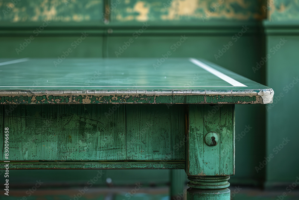 Aufkleber image of a green table with white outlines and diamond-shaped pockets, emphasizing simplicity and ge