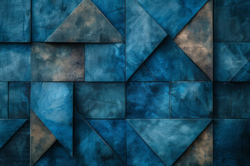 Artistic rendering of a blue rectangle with triangular pockets at the corners and side midpoints, using bold black outlines,